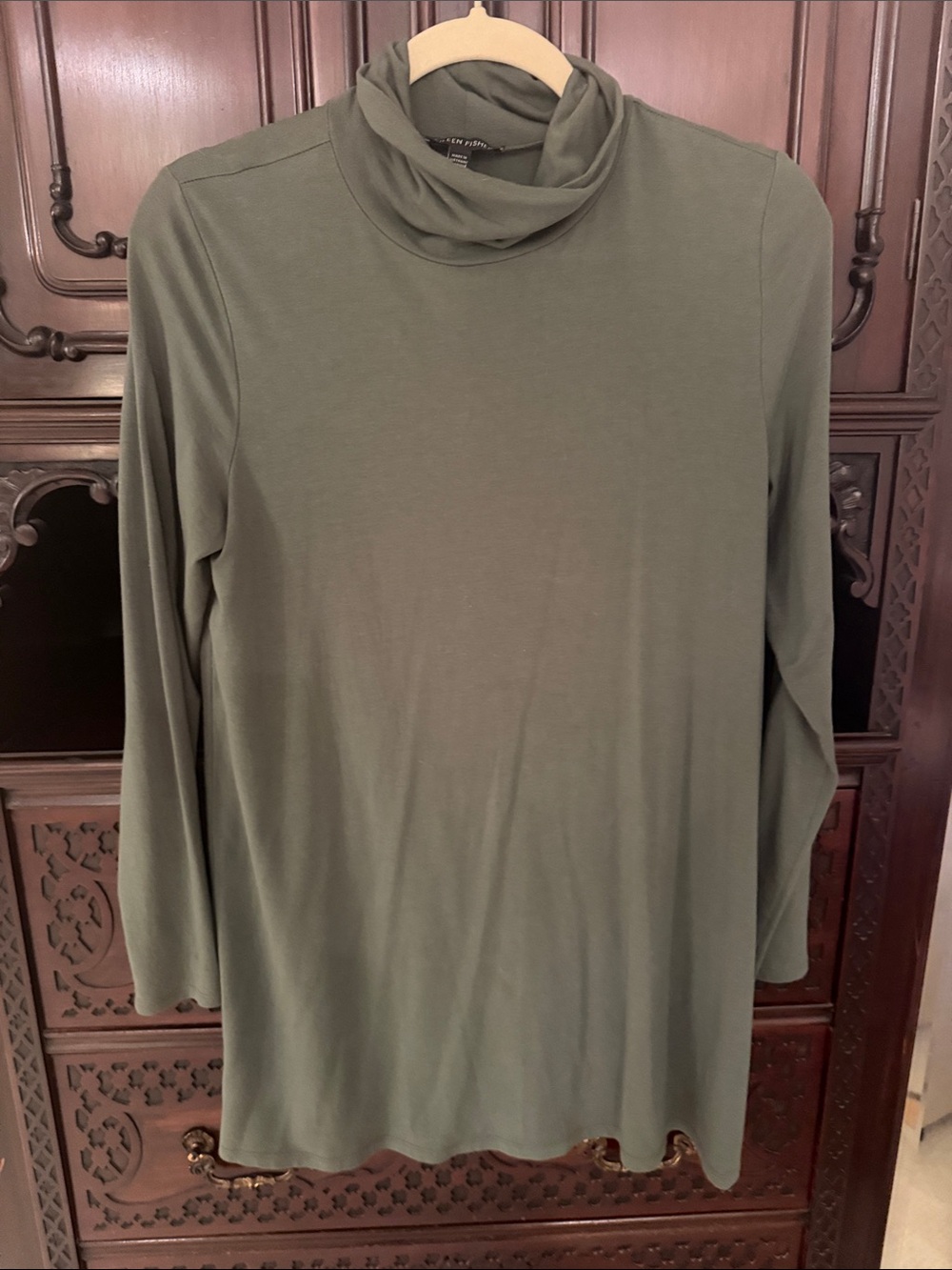 Long Sleeve Olive Green Turtleneck Tunic